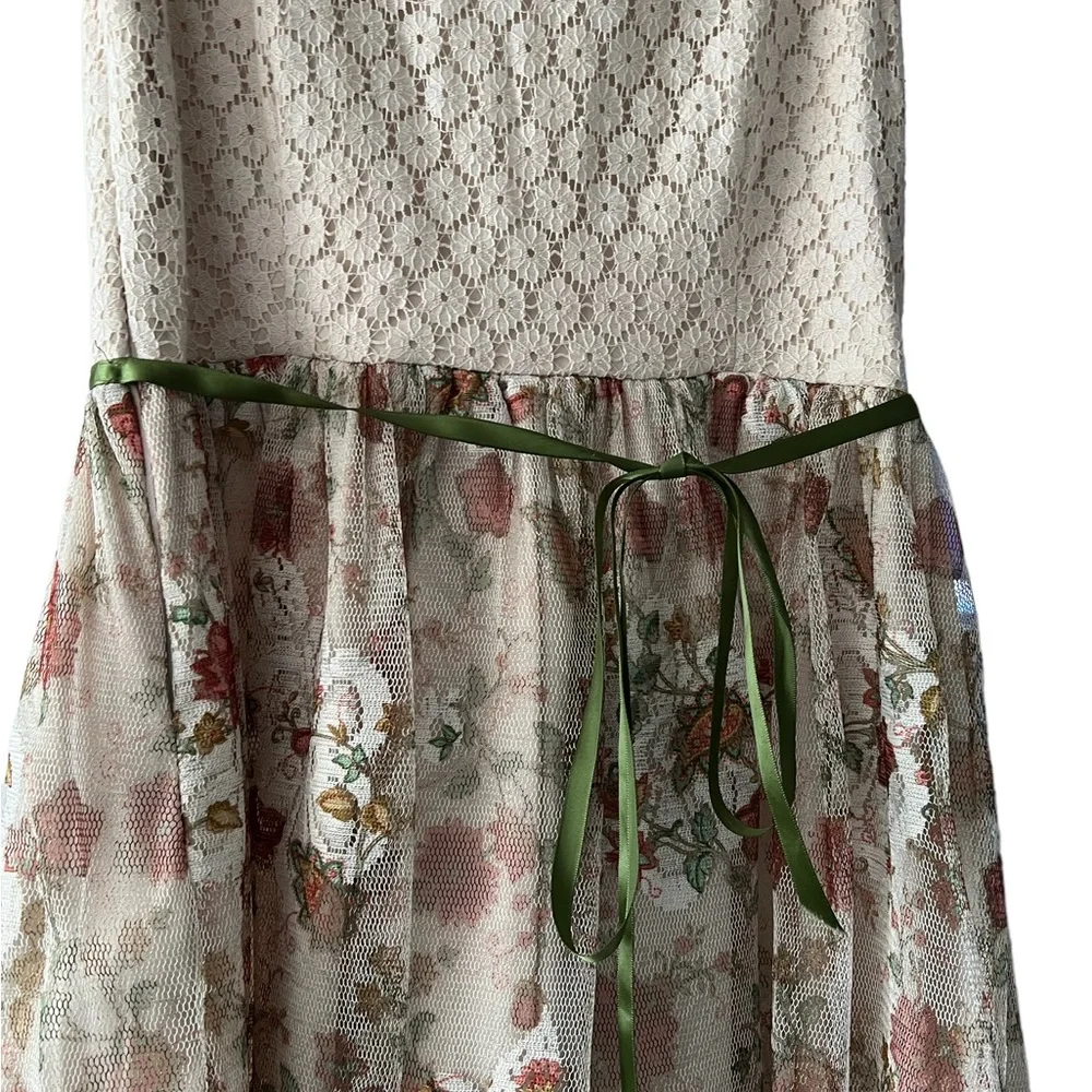 Mystic Tie Backnit Lace Skirt Dress Cottagecore Fairy Sz M Zipper on Side. - Picture 7 of 13